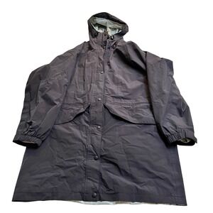 LL Bean Stowaway Parka Womens Large Black Goretex Rain Jacket Hooded Packable